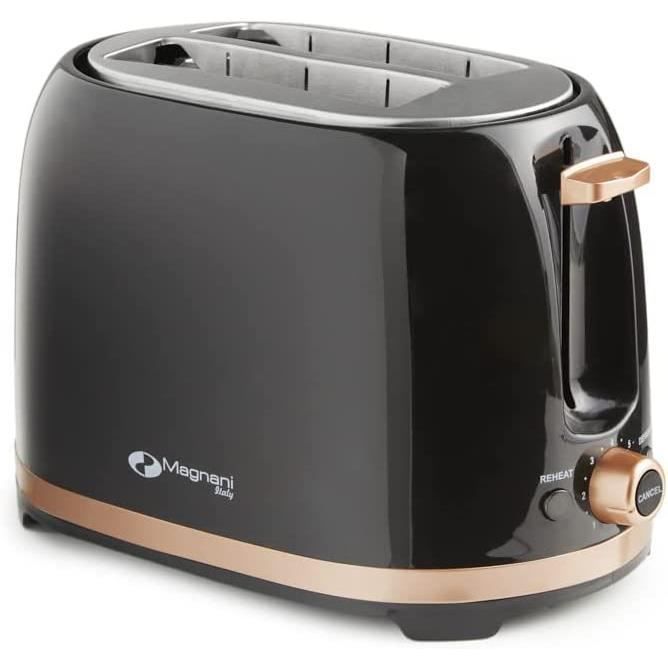Grille-pain Bestron 2 Tranches Avec Support à Petits Pains, Noir Et Bois