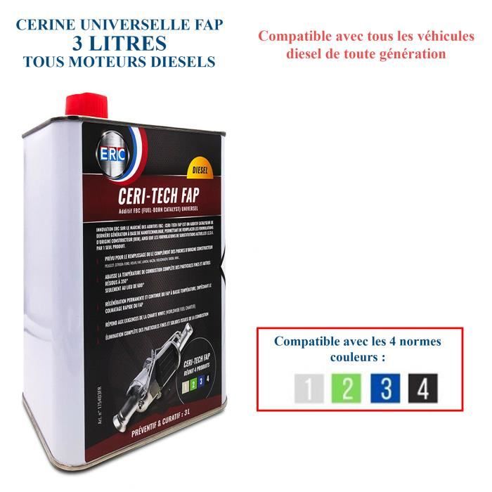 Additif Cérine Universelle 3 Litres ERC pour FAP DPF Filtre à Particules compatible pour Tous
