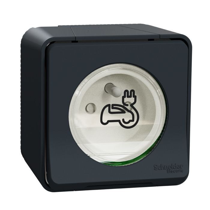 Prise courant 2P+T renforcée - SCHNEIDER ELECTRIC - Mureva Styl - Saillie - IP55 - IK08 - Gris