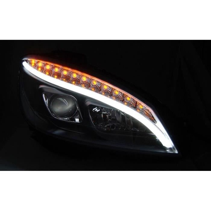 Paire de feux phares avant pour Mercedes W204 07-10 LED LTI Noir