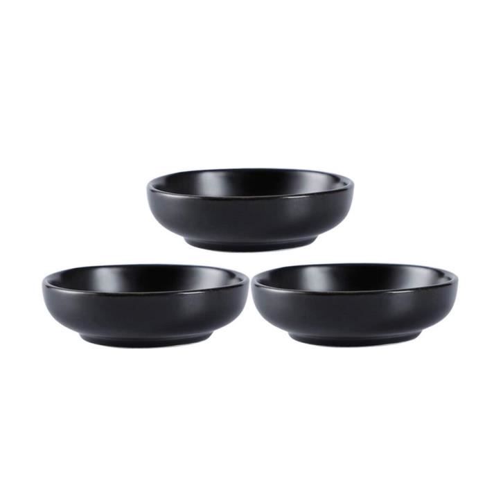 Plat à condiments - Non spécifié - 3 PCS - Céramique - Noir - Rond - 9 ...