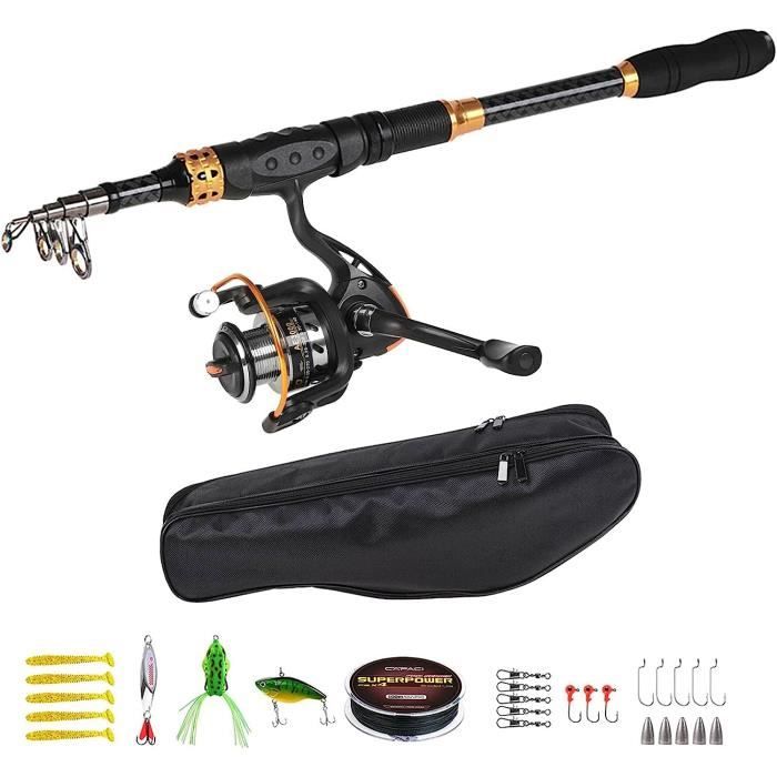 Kit De Canne Télescopique Ultra-compact Avec Moulinet De Poche – Parfait Pour La Pêche En Eau Douce Ou Salée