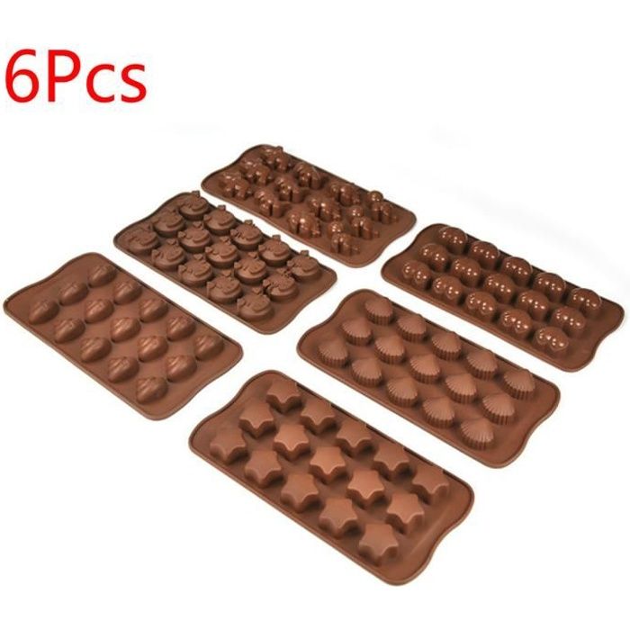 6 moules en silicone oursons guimauve-chocolat - Plat / moule