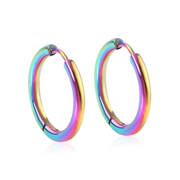 Mini Boucles D'oreilles Rondes En Or Massif 14 Carats Deux Tons - Artisanales, USA, Neuves Avec étiquettes