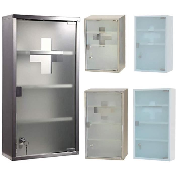 HSLighting Armoire pharmacie verrouillable en acier inoxydable avec