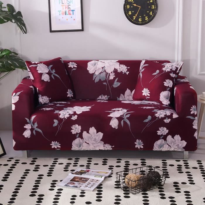 Housse de canapé - LEOCLOTHO - EA30022-6 - Extensible - Rose vif - 3 places (190-230 cm)