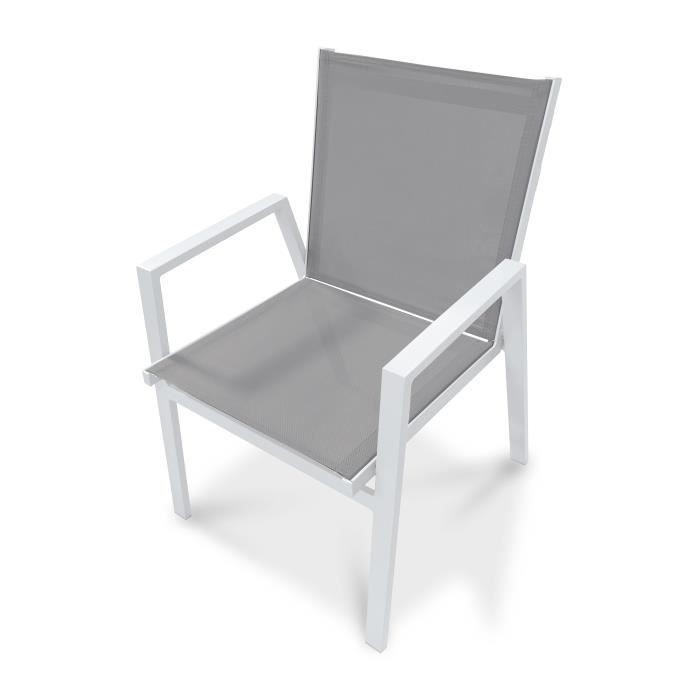 fauteuil de jardin empilable en aluminium blanc - dcb garden - floride - contemporain - extérieur - 1 personne