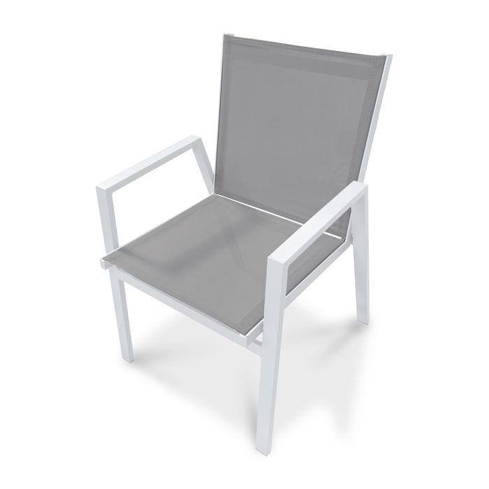Fauteuil de jardin empilable en aluminium - Blanc - FLORIDE Fauteuil de jardin empilable en aluminium - Blanc - FLORIDE