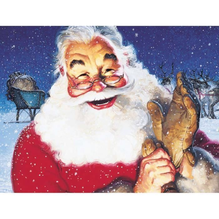Poster Affiche Pere Noel Neige Traineau Peinture Vintage Retro 31cm x 41cm  - Achat / Vente affiche - poster - Cdiscount