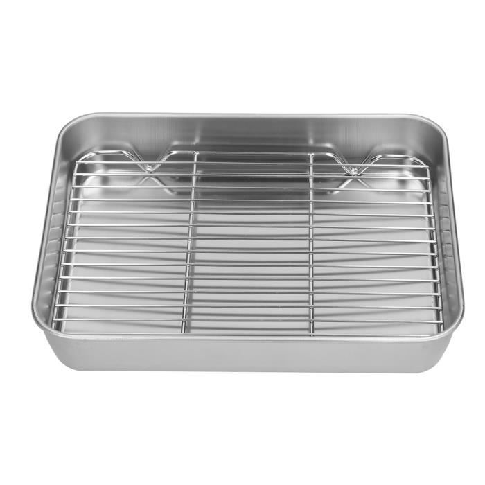 Plat à Four En Acier Inoxydable 40x30cm - Avec Poignées - Pour Rôtir Viande, Légumes, Poisson - Hauteur 7cm