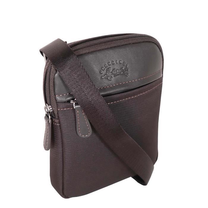 Pochette homme zippée en bandoulière en cuir FRANCINEL.