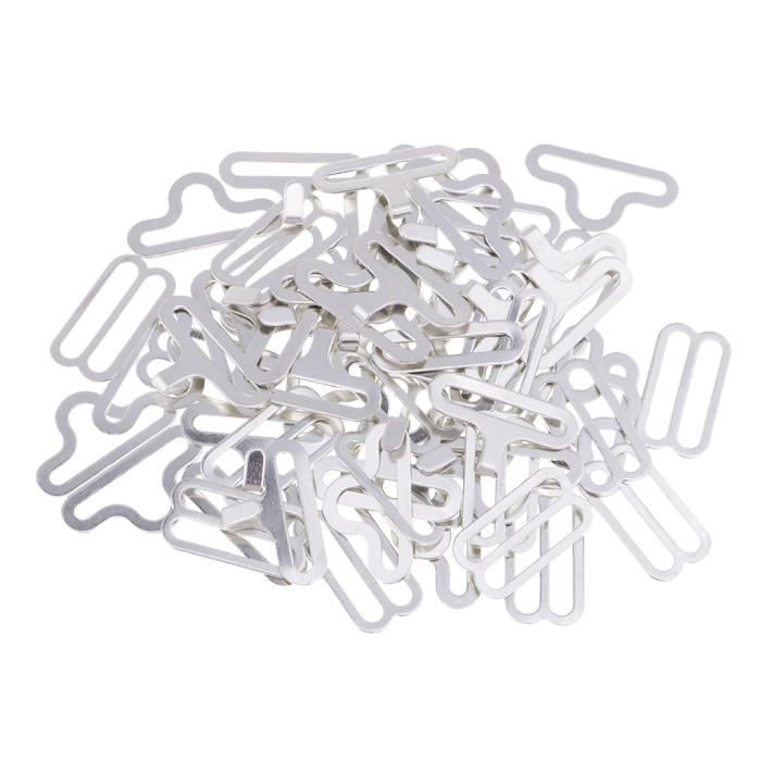 50 Attaches Réglables Pour Nœud Papillon - Fermoirs Métalliques Galvanisés Argent & Noir