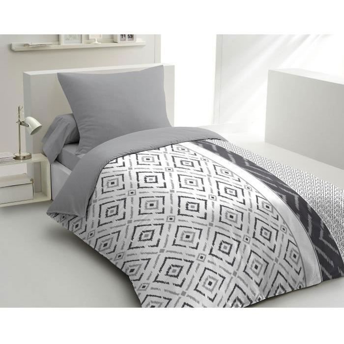 Home Linge Passion Parure de couette microfibre ETHNO - 1 housse de couette 140 x 200 cm + 1 taie d'oreiller 63 x 63 cm - vue 1