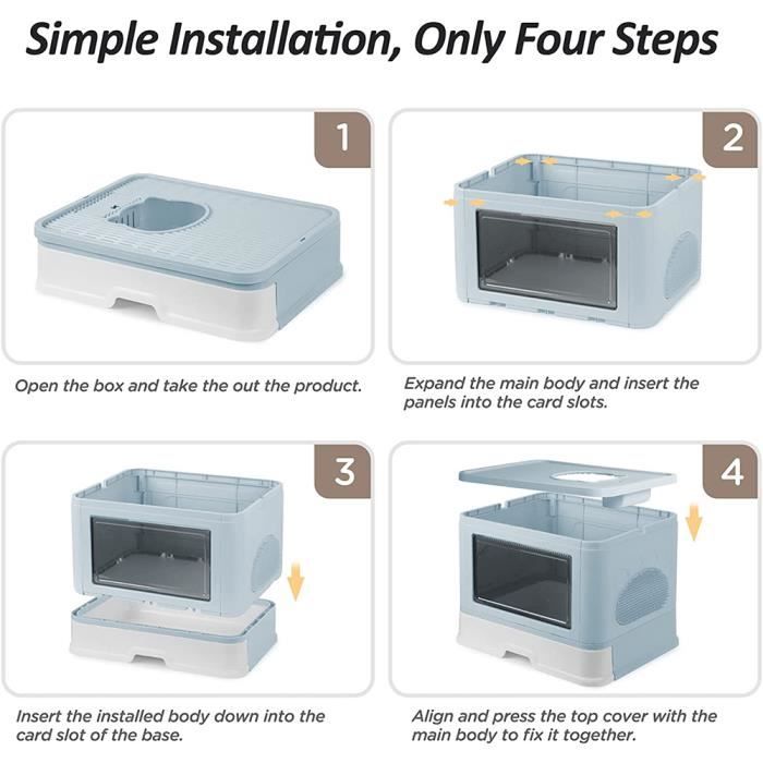 Comparer les prix de Bac à litière pliable pour chat - HUOLE - Bleu - 48,5*36,5*38cm
