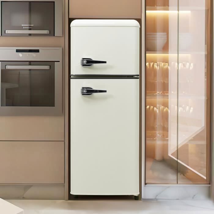 Réfrigérateur - LANGTU - Classic rétro - 92 L - congélateur 28 L - éclairage LED