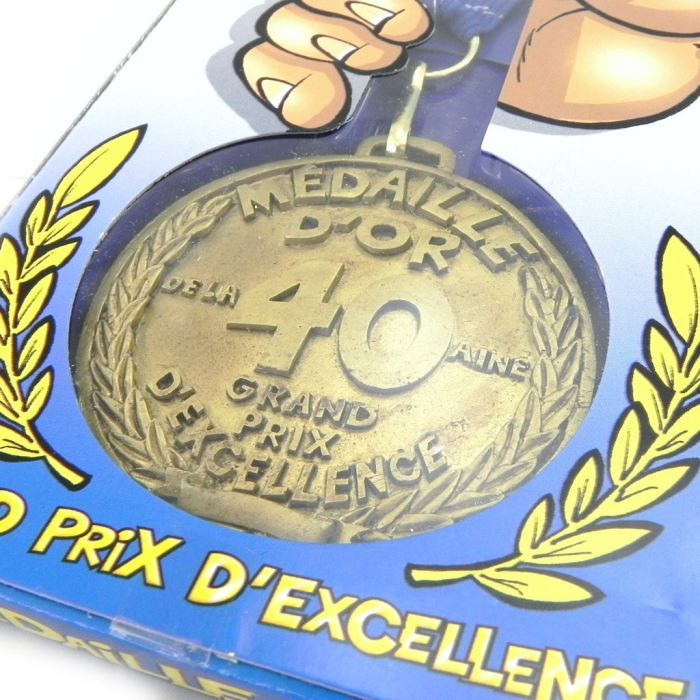 Médaille d'or LES TRESORS DE LILY - 40 ans - Jaune - Adulte - Diamètre 7 cm