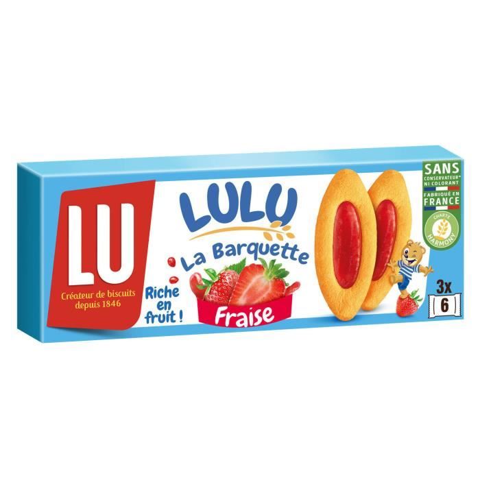LOT DE 5 - LU - Lulu La Barquette Biscuits à la Fraise - boîte de 3 sachets - 120 g