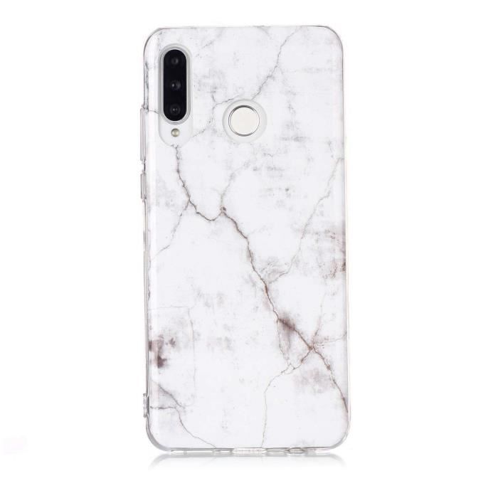 coque huawei p30 lite blanc marbre silicone en gel tpu souple coque compatible huawei p30 lite cdiscount telephonie