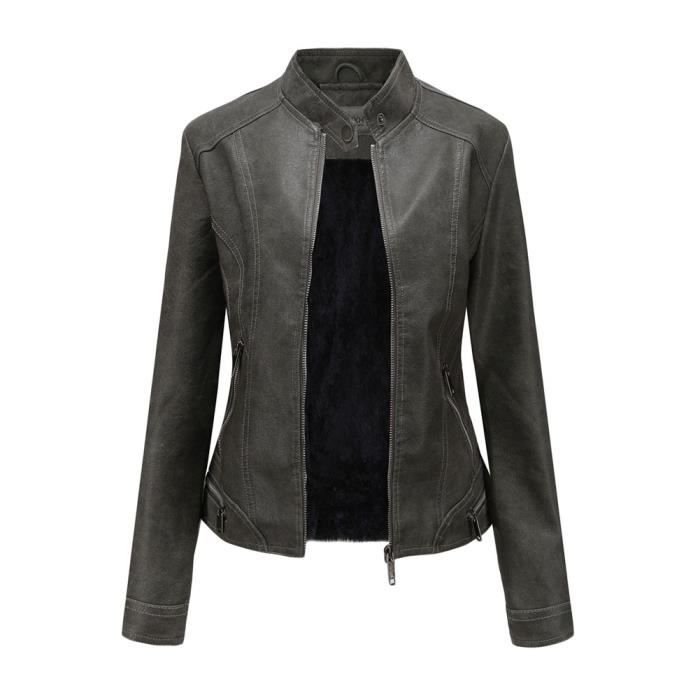 Veste simili cuir best sale fausse fourrure femme