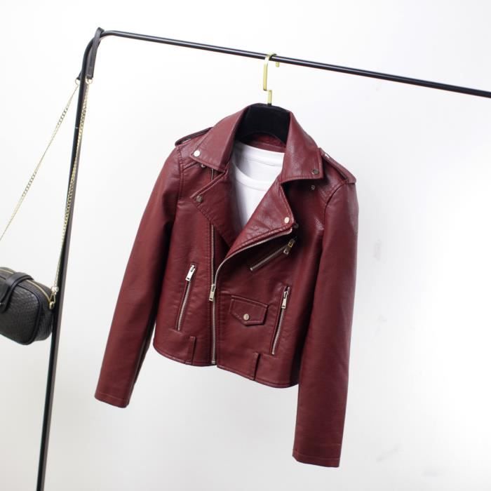 Veste Cuir Moto Homme SJDHF - Coupe Ajustée, Poche Zippée - Printemps/Automne