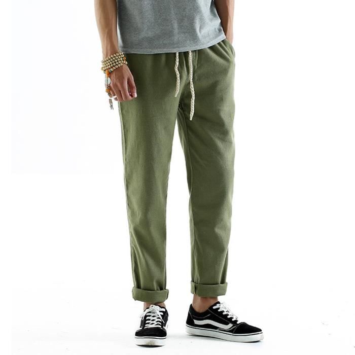 Pantalon Léger Pantalon Toile Homme Taille Elastique Pantalon