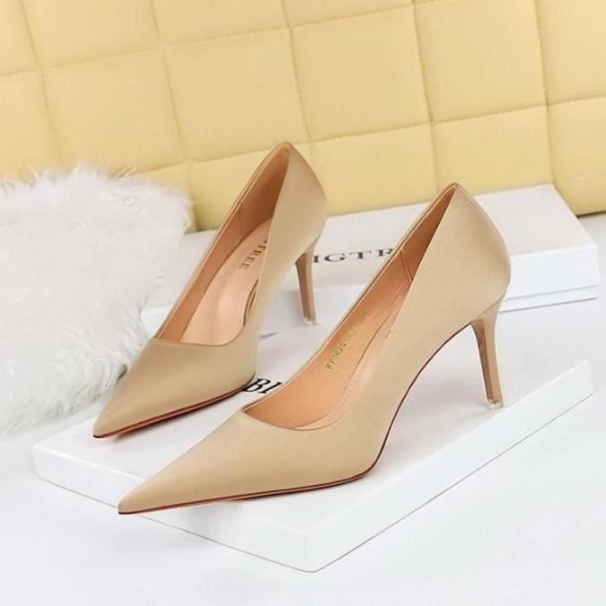 Escarpin Femme Marque Modele TaloWT hauts Bout pointu Champagne 7cm WT