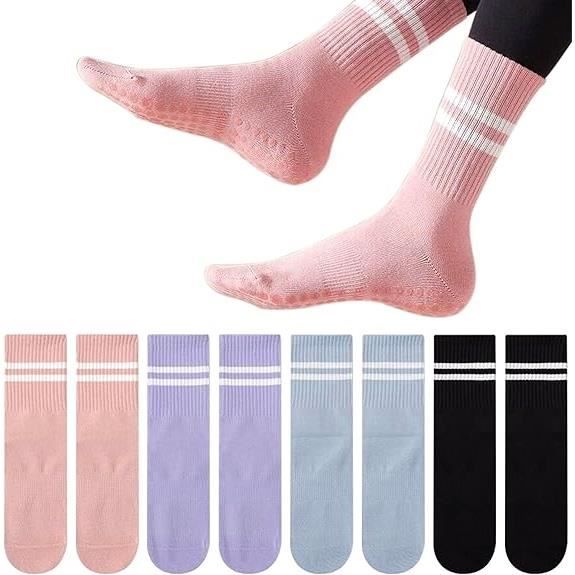 Chaussettes Antidérapantes – 4 Paires – Homme/Femme – Pour Yoga, Pilates, Danse – Taille 38-43