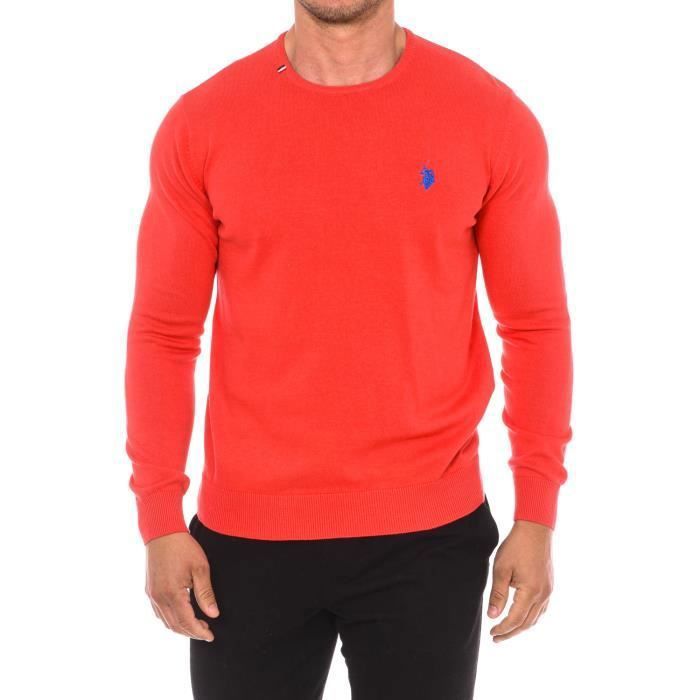 Pull homme manches longues - U.S. POLO ASSN. - 67923 - Coral - Col rond ...