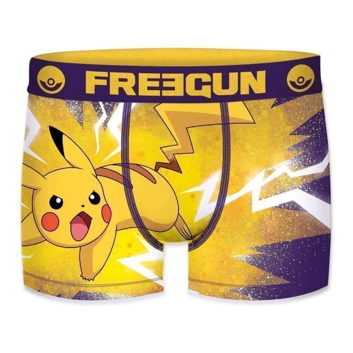 Boxer Pokemon FREEGUN avec Picachu en jaune pour gar on Multicolor