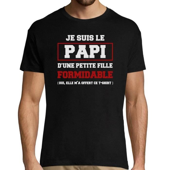 Tee Shirt Homme Col V Stanley PRESENTER Bonne Fête Papa Idée Cadeau