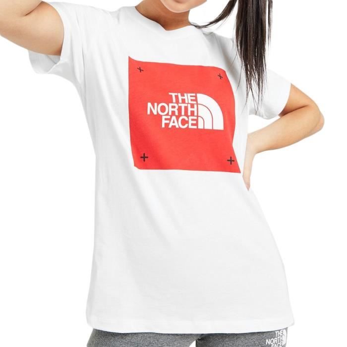 T shirt Blanc Femme The North Face TNF White Red Cdiscount Pr t