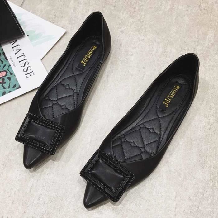 Chaussures plates cuir femme discount