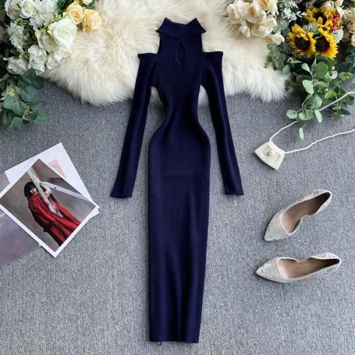 Robe Sincrain robe habill e en tricot pour femme paules d nud es