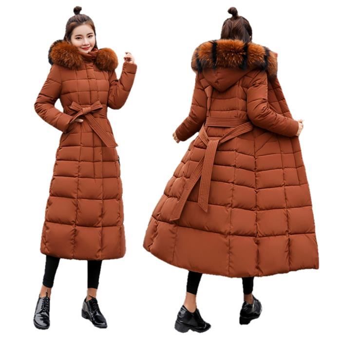 Manteau femme marron capuche clearance