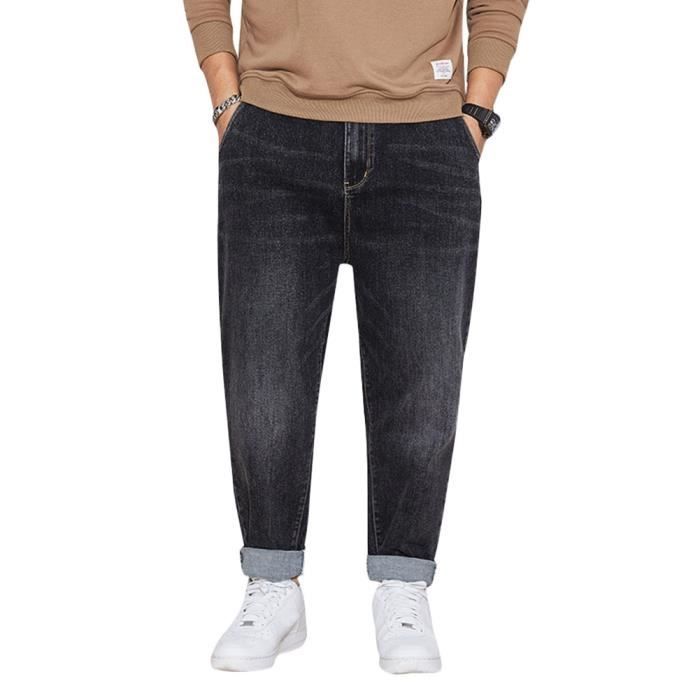 Jean Hiver Enfant Baggy Doublé Polaire Taille Élastique - Pantalon Denim Large Vintage Hip Hop Décontracté Garçon Fille