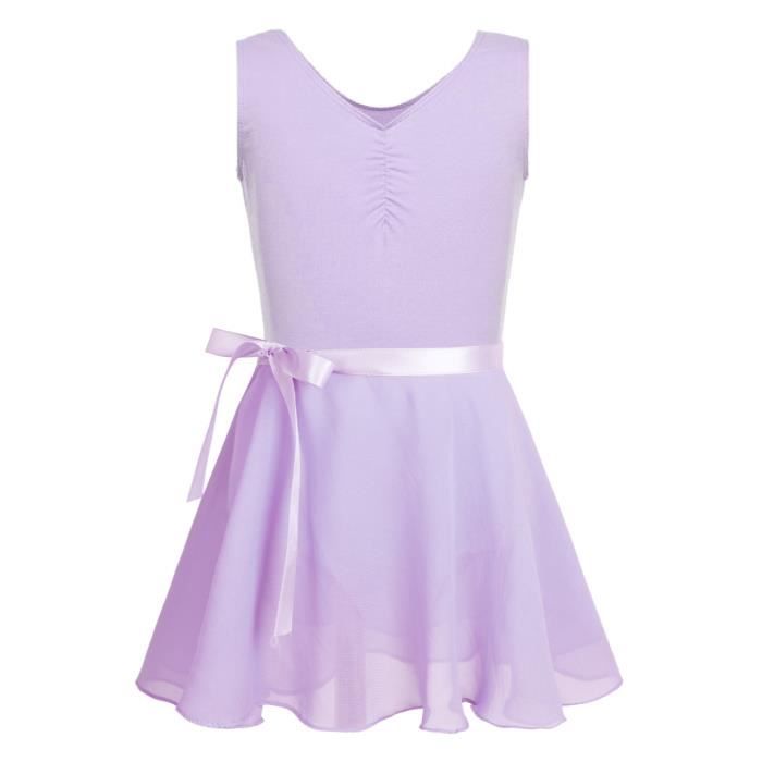 YONGHS-FR Enfant Fille Justaucorps Danse Classique sans Manches Leotard Ballet Bodysuit Dancewear 3-14 Ans Lavande