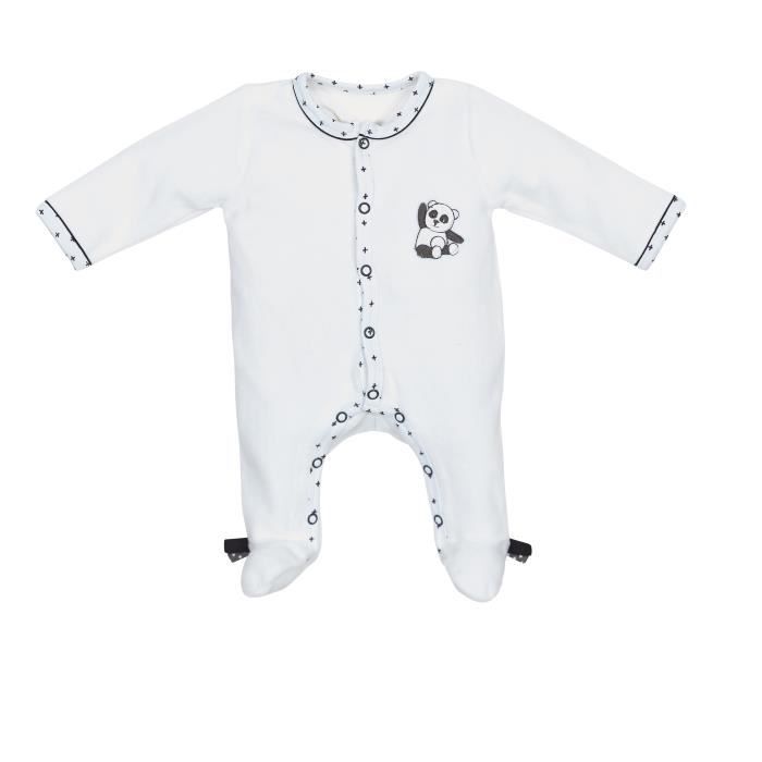 Pyjama bébé en velours SAUTHON Chao Chao Blanc Taille