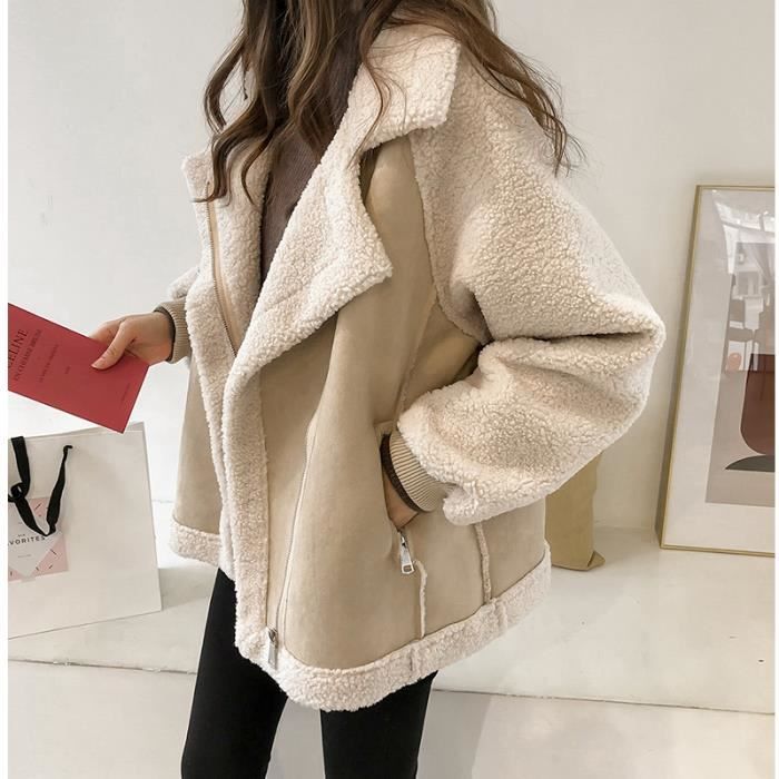 Manteau femme daim fourrure shop