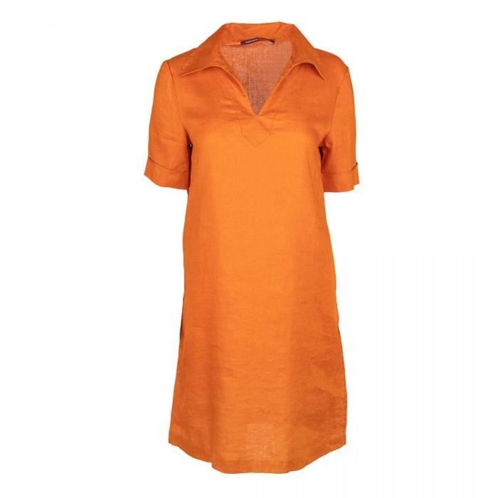 Robe mc en lin or jaune ambre Femme COMPTOIR DES COTONNIERS Orange Cdiscount Pret a Porter