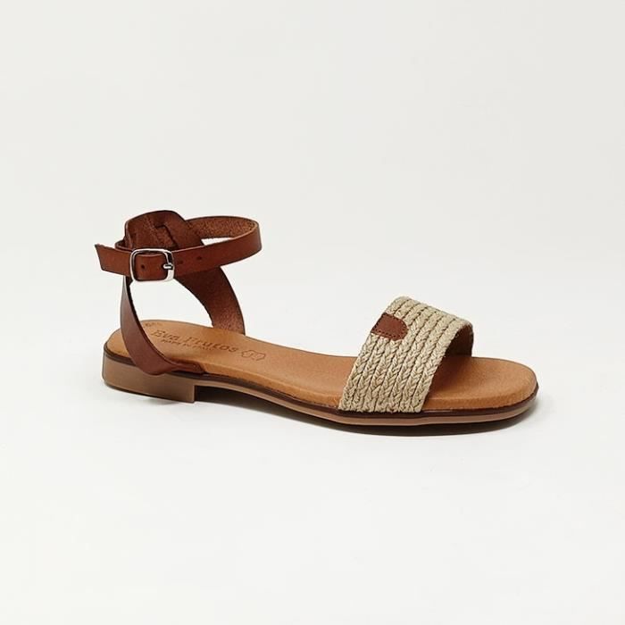 EVA FRUTOS SANDALE CUERO YUTE CS Beige Cdiscount Chaussures