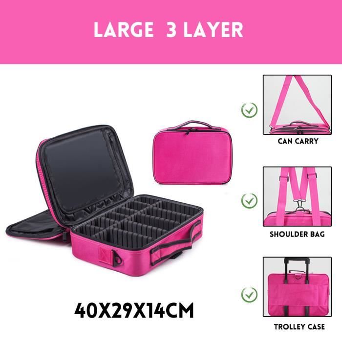 Neufu Boite Sac Rangement Maquillage Trousse Toilette Pochette Cosmetique Zippe Voyage Rose Rouge 3 Couches Achat Vente Trousse De Maquillage 6410428154317 Cdiscount