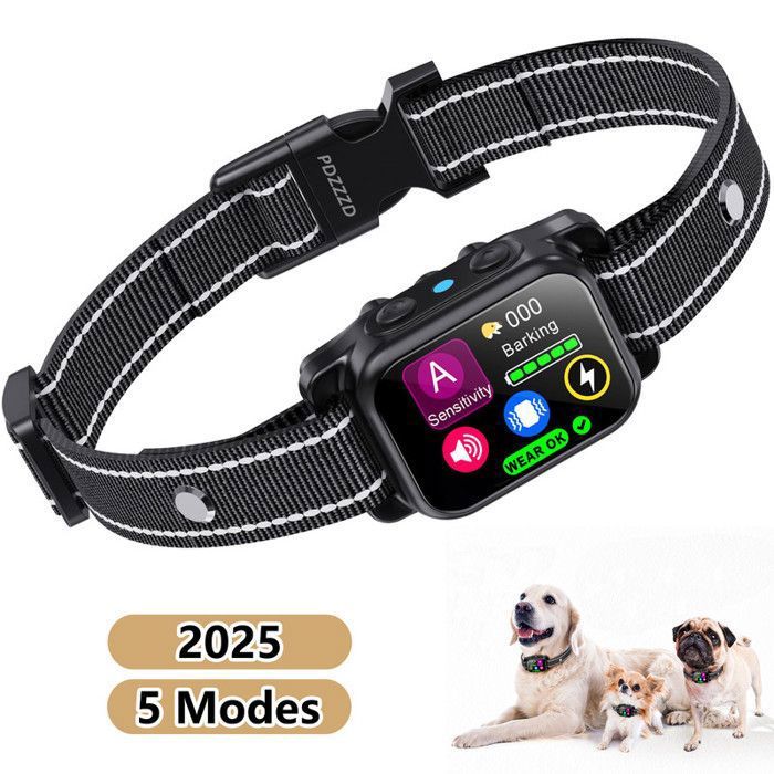 Comparer les prix de Collier Anti-aboiement Intelligent pour Chien 5 Modes - IP67 - Bip, Vibration, Choc, sans Chons - Détection Précise - Noir