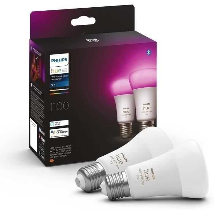 Philips Hue White & Color Ambiance, ampoule LED connectée E27,Equivalent 75W, 1100 lumen, Compatible