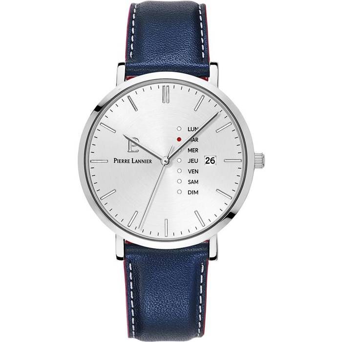 Quartz Homme DATA Argenté Cadran Argenté Bracelet Cuir Bleu 20M Quartz Homme DATA Argenté Cadran Argenté Bracelet Cuir Bleu 20M