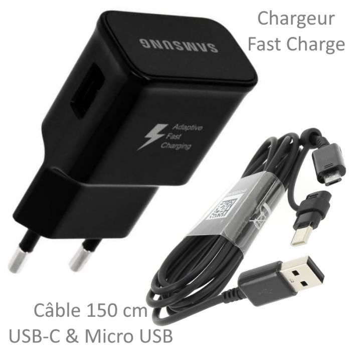 Pour Samsung Galaxy NOTE 8 : Chargeur Rapide USB Original + Câble Long Univ - vue 2