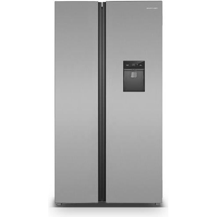 SCHNEIDER - SCSBF503WDNFX - Réfrigérateur américain - 503L (322+181) - No frost - 5 clayettes verre - Distributeur d'eau - Inox