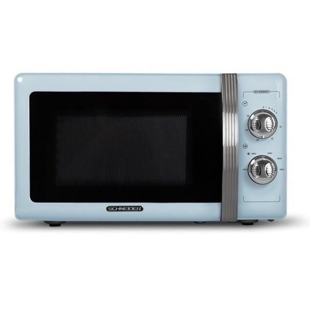 SCHNEIDER - SMW20VMBL - Micro-Ondes Vintage - Monofonction - 20 Litres - 700 Watts - Coloris Bleu