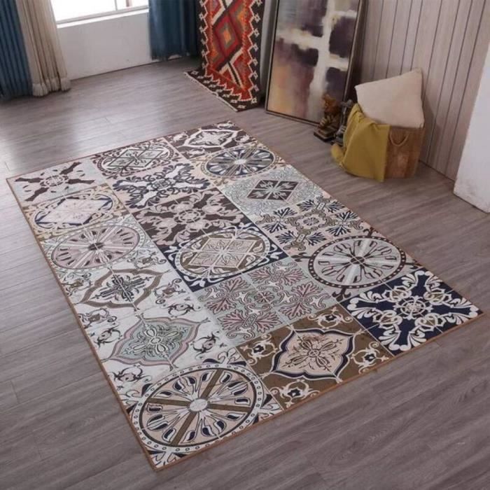 M14120 Tapis De Tete De Lit De Salon De Designer De Luxe Contemporain Contemporain Motif Geometrique En Mosa 120x160cm Achat Vente Tapis Cdiscount