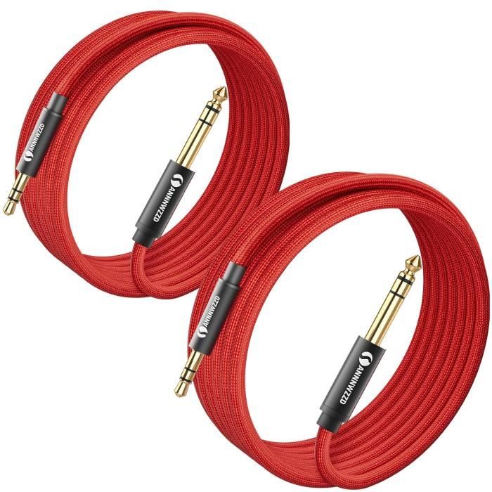 Câble Audio Y Splitter 7.5m - Jack 3,5mm Vers 2x6,35mm - Pour Smartphone, Table De Mixage, Ampli, Home Cinéma + Attaches Incluses