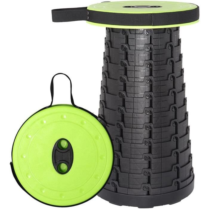 Tabouret Pliable Maxentico - Hauteur Réglable 6.5-45cm - Portable Avec Sangle - Pour Camping, Pêche, BBQ - 150kg Capacity